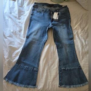 Poetic Justice Crop Frayed Jeans 30 NwT